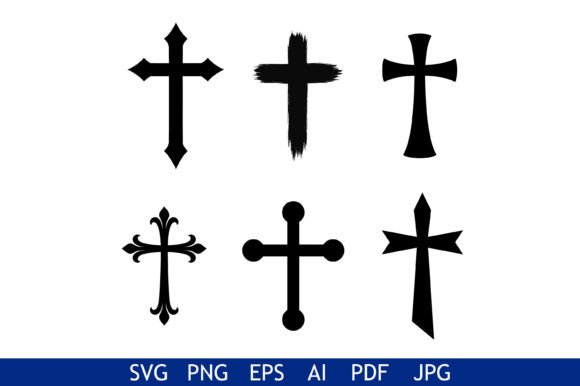 Elegant Christian Cross Silhouette Bundle for Embroidery Projects