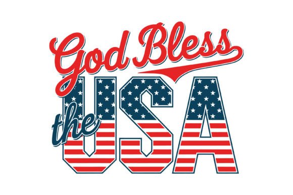 God Bless the USA Typography for Embroidery Projects
