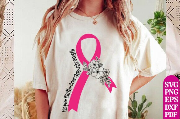 Hope Faith Strength Courage Svg for Cancer Projects