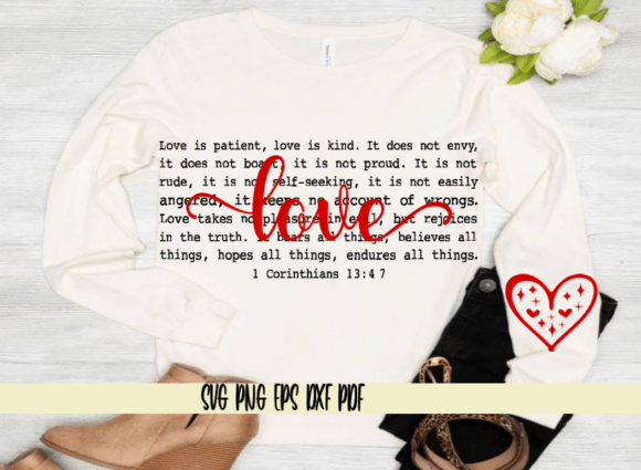 Love is 1 Corinthians 13 4-7w Heart